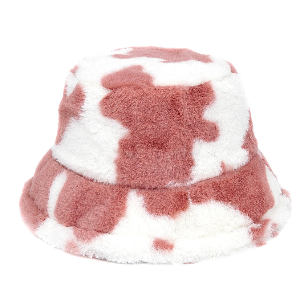 Camouflage Faux Fur Bucket Hat - Warm & Stylish Fisherman Hat