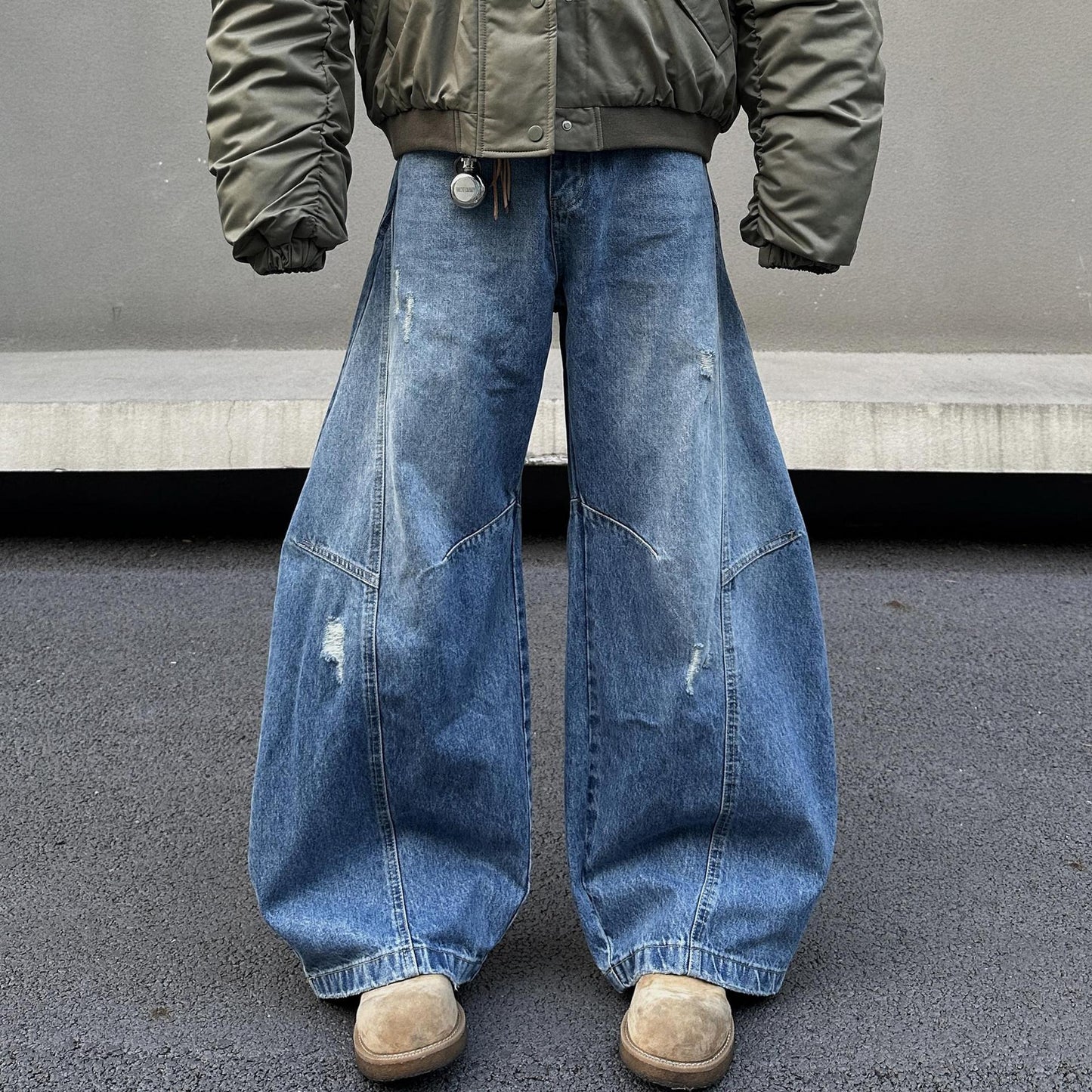 Retro Wide Leg Ripped Casual Pants