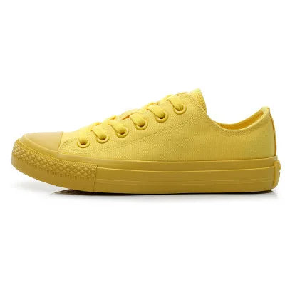 Harajuku Style Canvas Sneakers - Lemon Yellow & Pure White