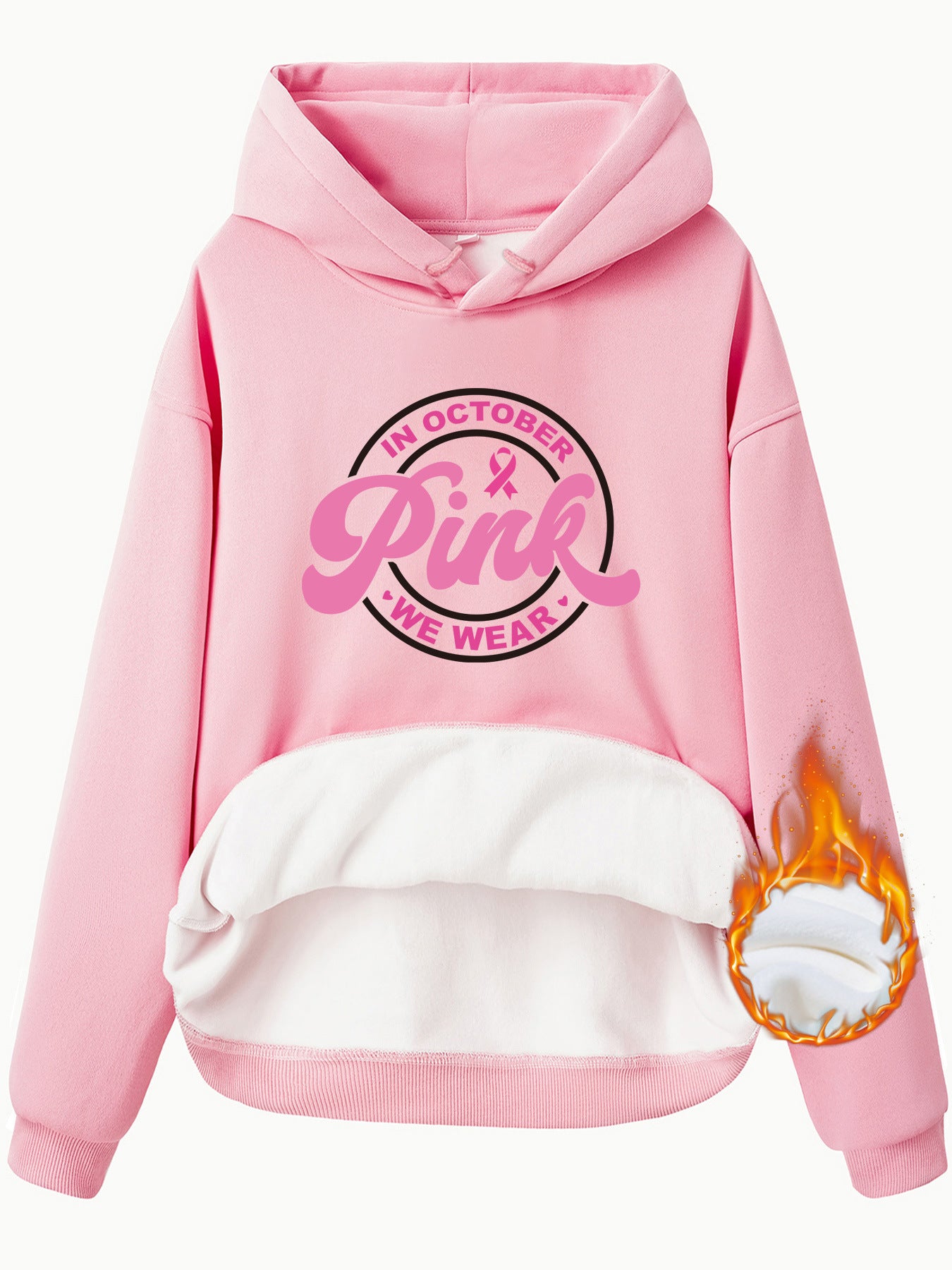 Breast Cancer Awareness Velvet Hooded Sweatshirt