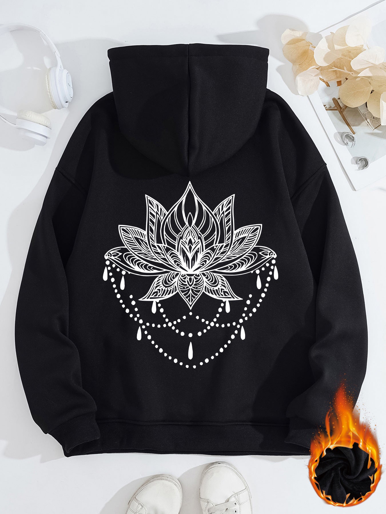 Thick Hoodie with Pattern Print
