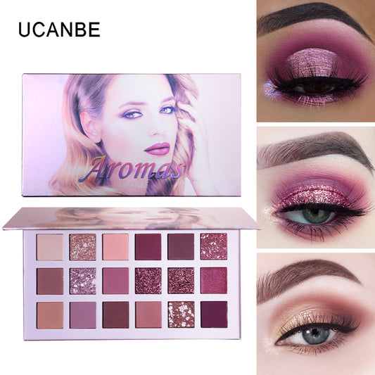 Aromas Nude Eye Shadow Palette - 18 Colors of Shimmer & Matte
