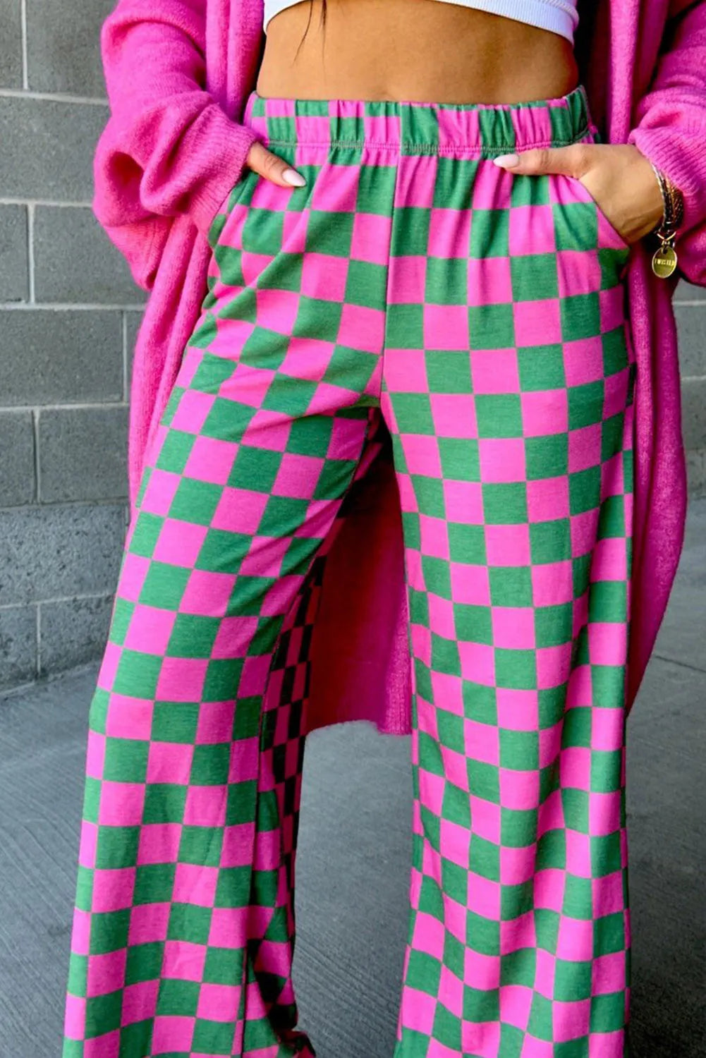 Playful Checkered Wide Leg Pants