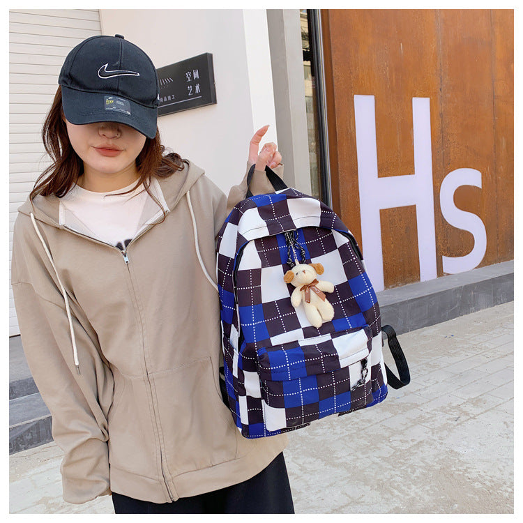 Harajuku Style Plaid Schoolbag - Retro Large Capacity Backpack