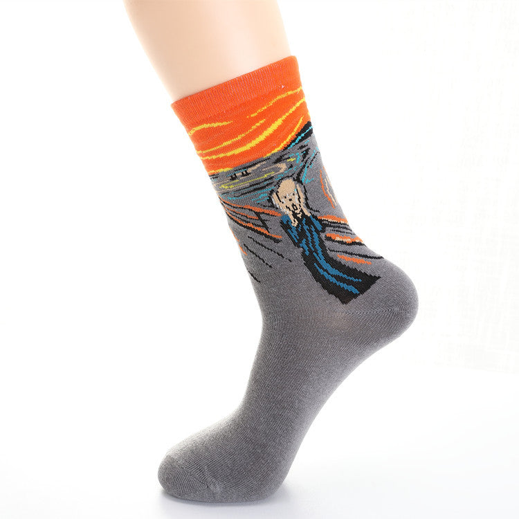 3D Retro Starry Night Art Socks – Unisex Funny Vintage Design