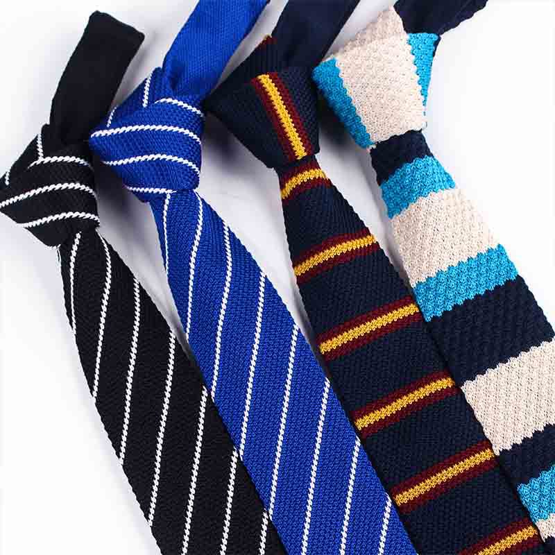 Twill Knitted Tie - Men's Stripe Contrast Tie