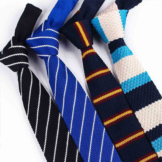Twill Knitted Tie - Men's Stripe Contrast Tie