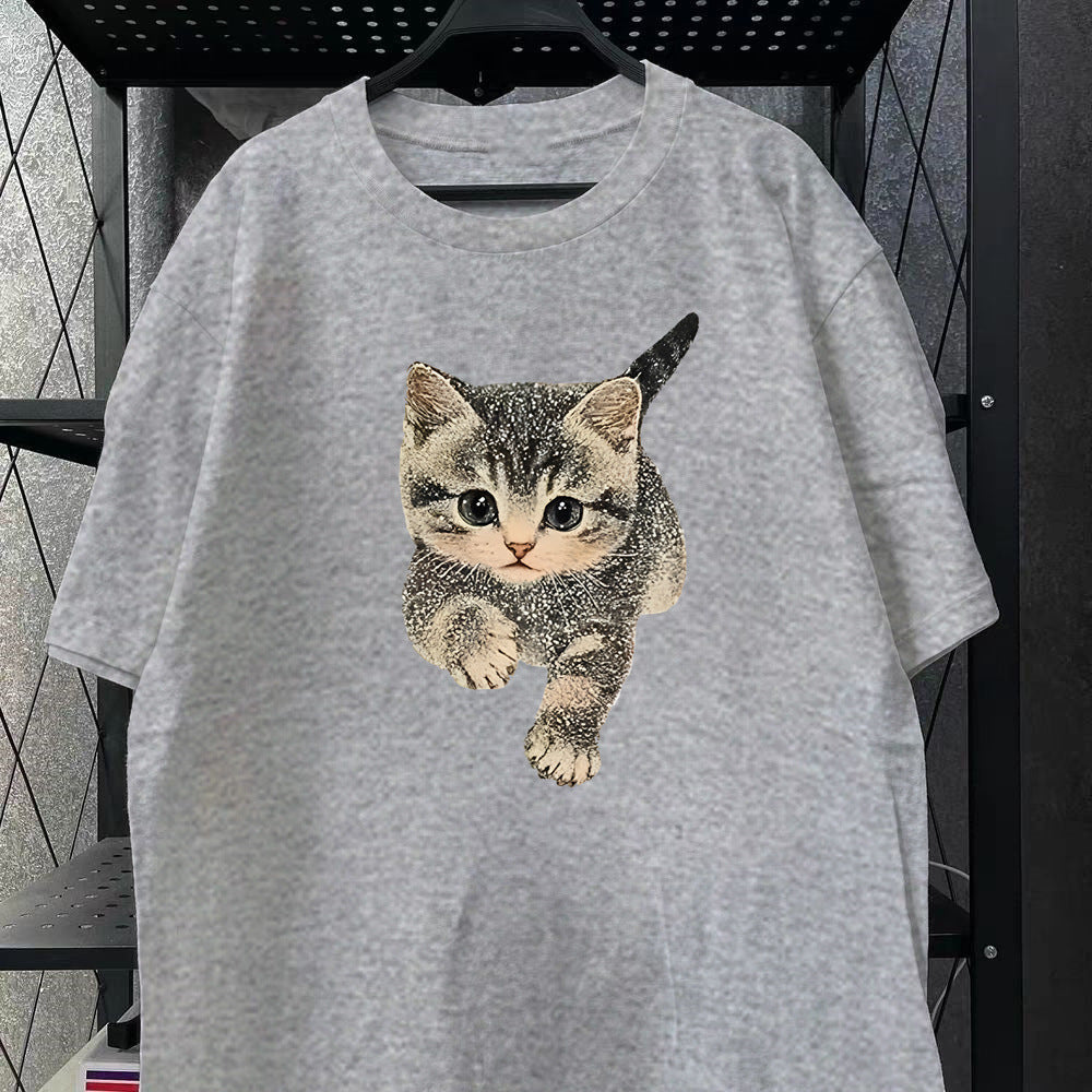 Cute Style Cotton Women's Short Sleeve Fashion  Style Top American  New Arrival