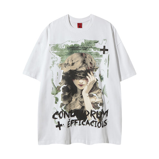 Harajuku Style Vintage Graphic Print T-Shirt for All