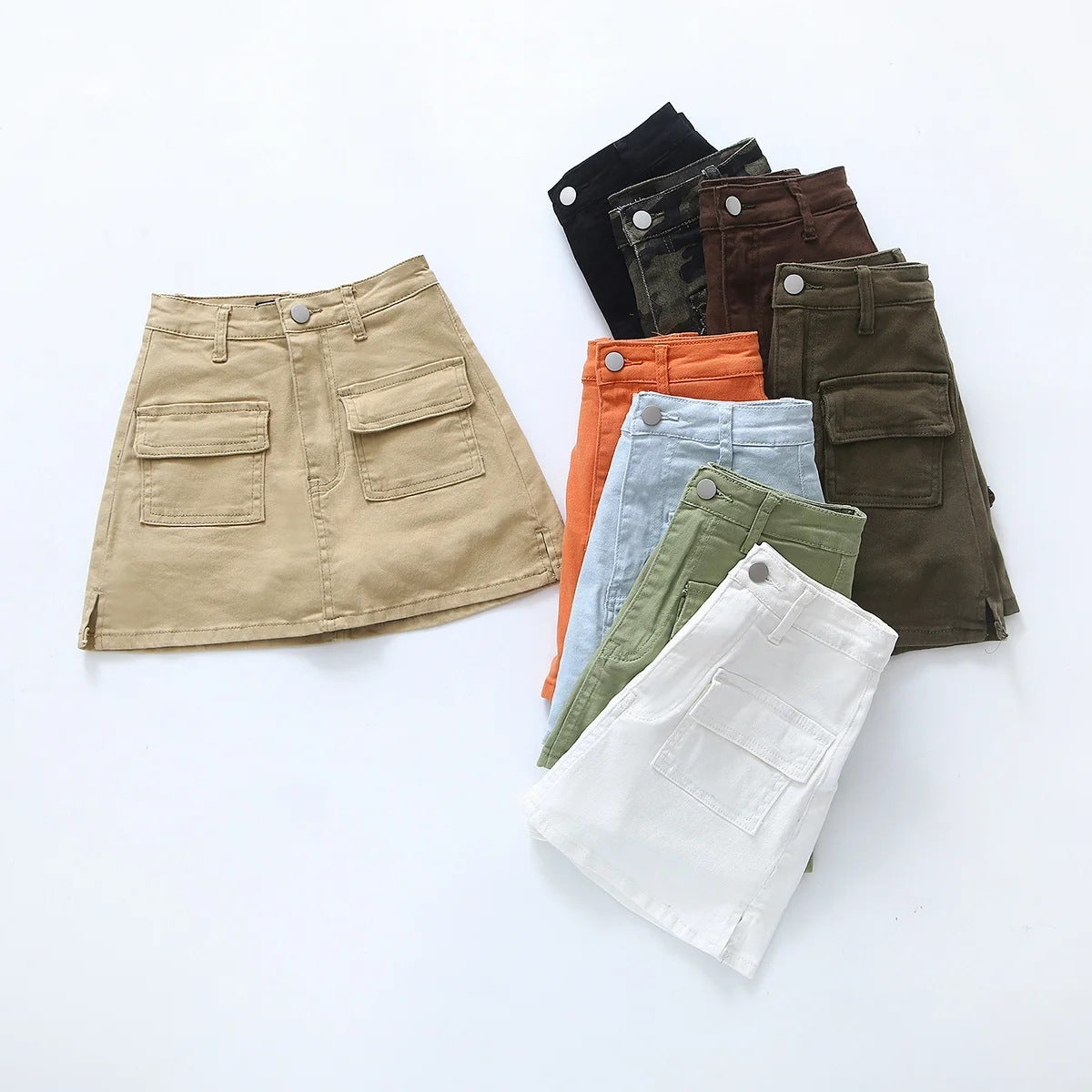 A-Line Denim Mini Skirt and Half Skirt