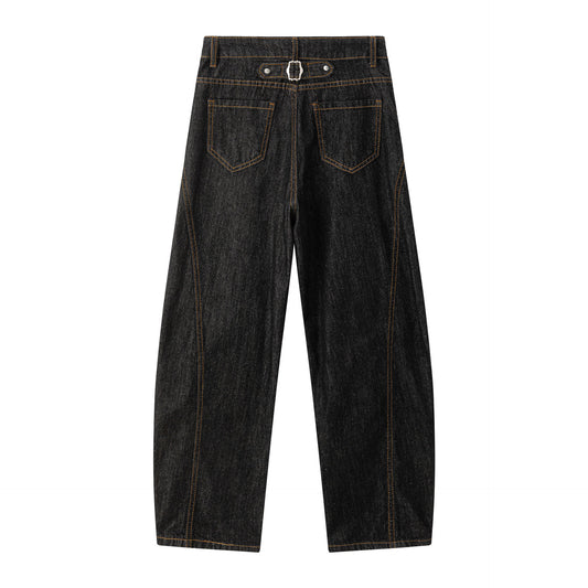 Harajuku Style Curved Wide Leg Jeans - Casual Loose Fit