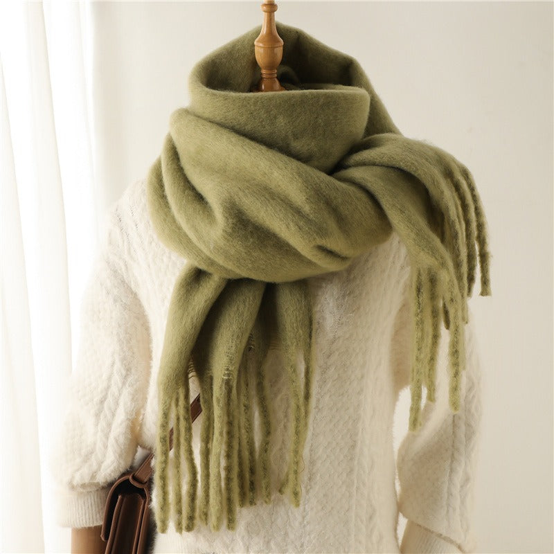 Versatile Mohair Scarf with Tassels for Harajuku Style