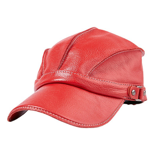 Harajuku Style Red Genuine Leather Snapback Baseball Cap