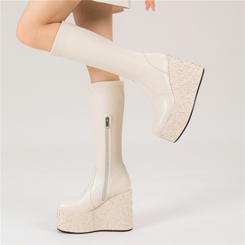 Women's Ankle Boots - Punk Style with High Platform Wedge Heels