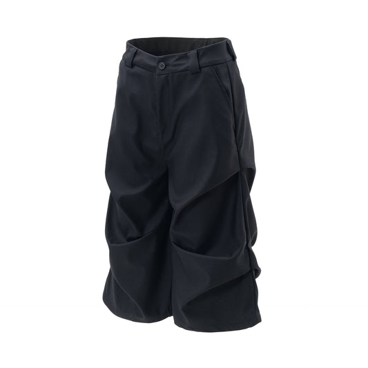 Minimally Pleated Design Casual Suit Shorts for Men