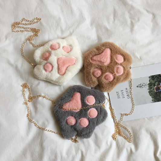 Cute Bear Paw Plush Coin Purse for Kids
