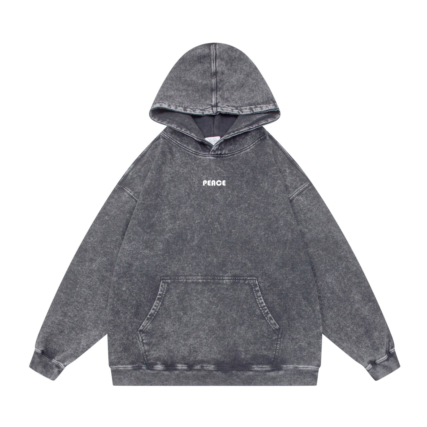 Washed Distressed Letter Print Loose Hoodie