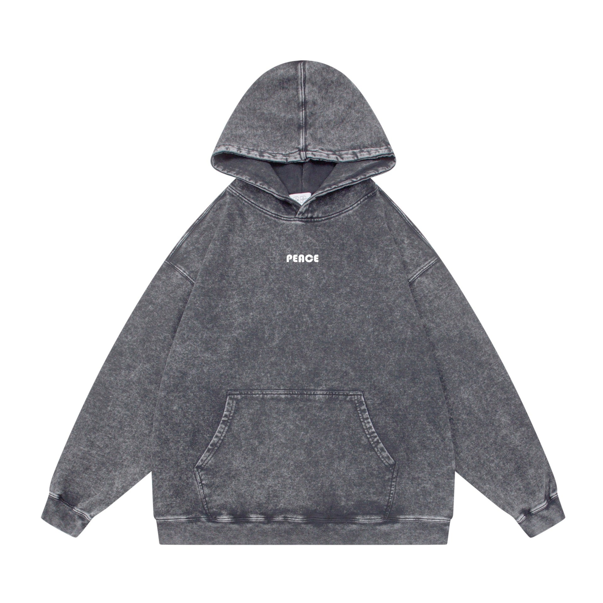 Washed Distressed Letter Print Loose Hoodie