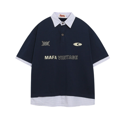 Letter Print Fake Two-Piece T-Shirt