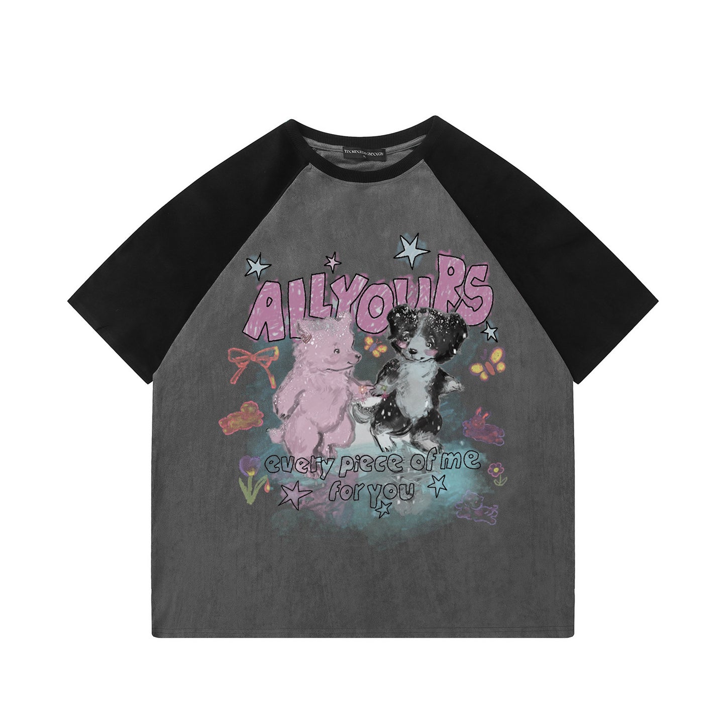 Little Bear Dog Printed Short Sleeve — Harajuku Style Loose Cotton Tee