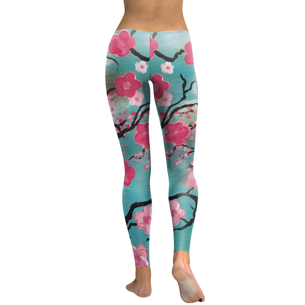 Pink Plum Blossom Leggings