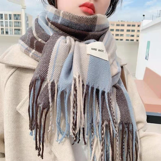 Harajuku Style Plaid Scarf - Warm & Cozy for Couples