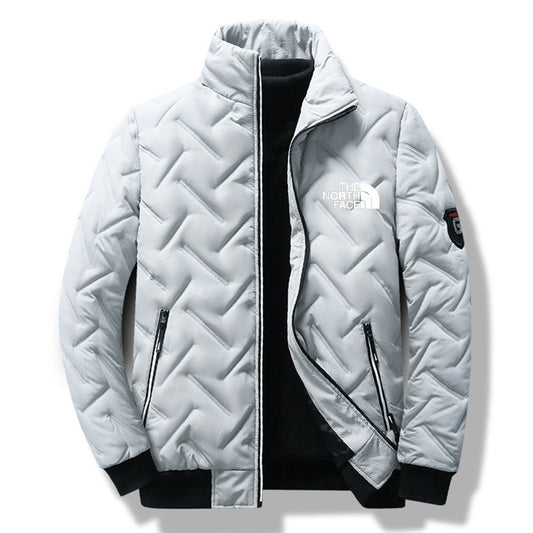 Trendy Men's Diamond Shaped Cotton Coat with Fleece
