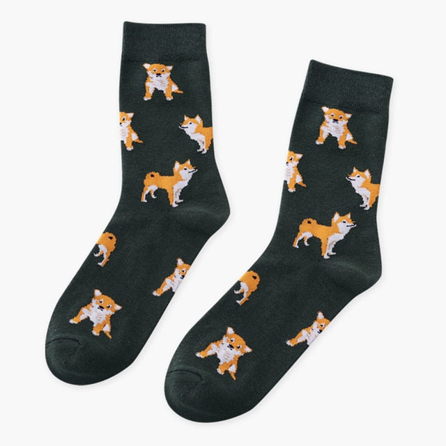 Kawaii Shiba Inu & Corgi Cartoon Cotton Socks for Women