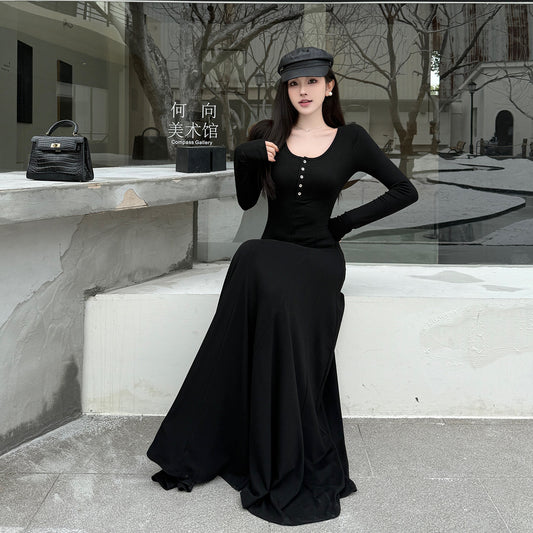 Casual Long-Sleeved Dress with A-List Style