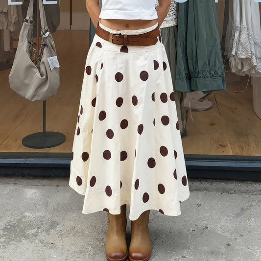 Wave Point Solid Color Slim Fit A-Line Skirt