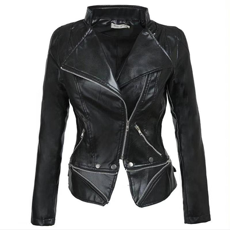 Plus Size 3XL Women’s Gothic Black Faux Leather Jacket