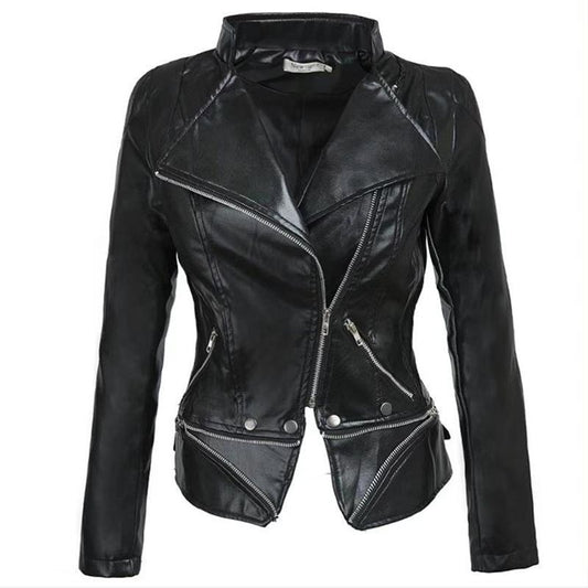 Plus Size 3XL Women’s Gothic Black Faux Leather Jacket
