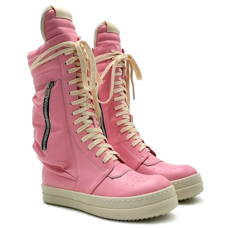 High Top Boots for Women and Men - Casual Leather Sneakers with Pocket for Workwear