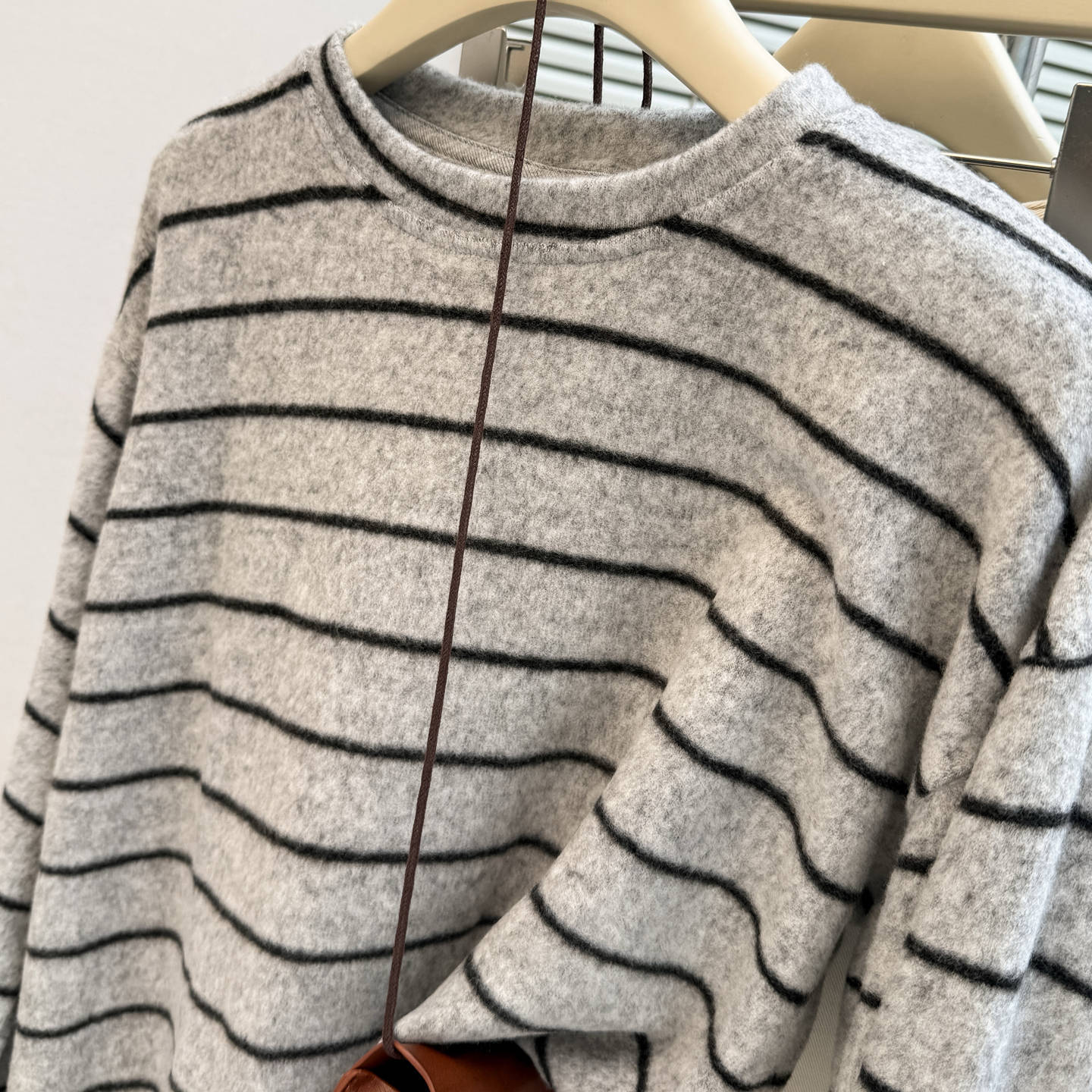 Striped Long Sleeve T-Shirt for Women - Fleece-Lined Casual Loose Fit Top