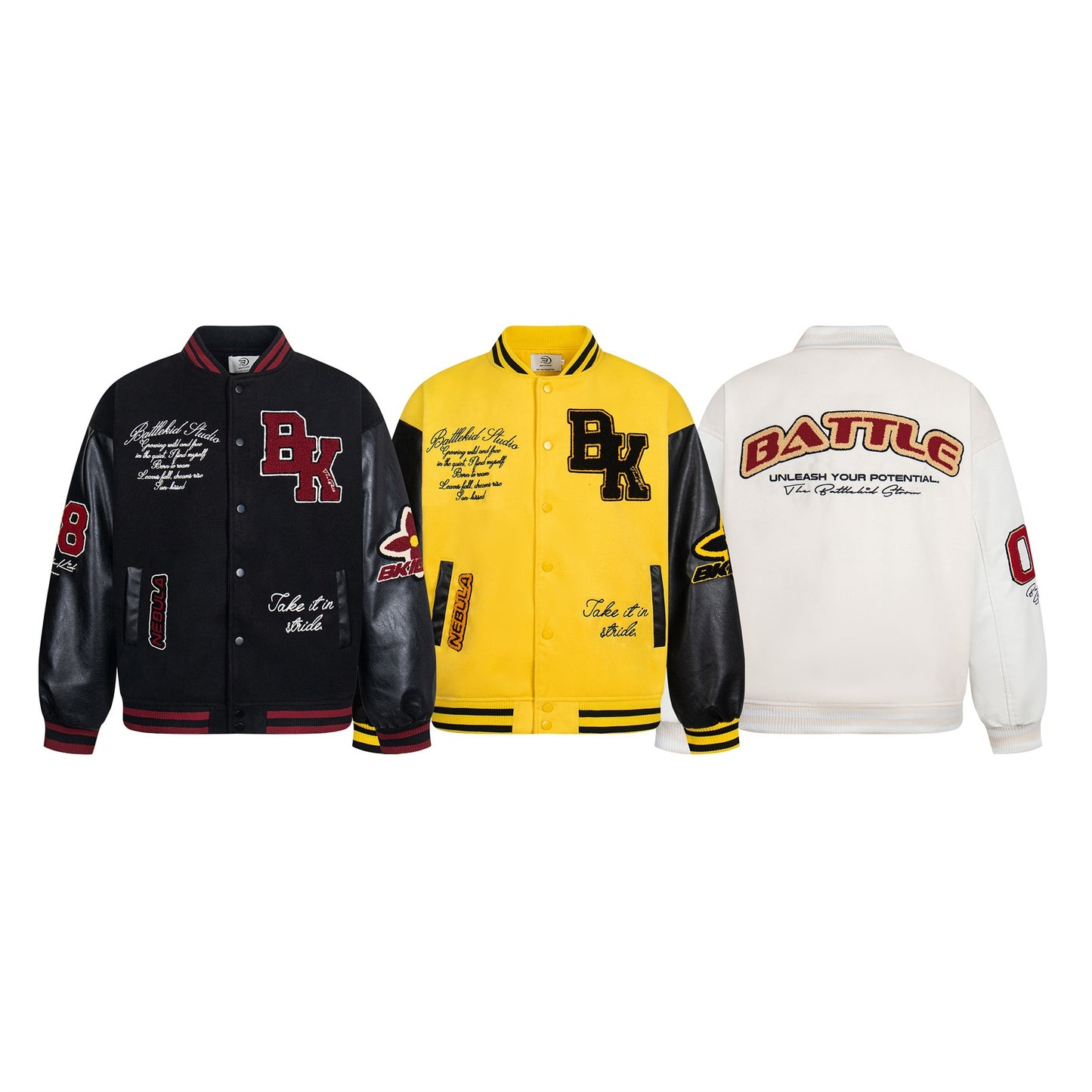 Retro Colorblock Letter Embroidery Bomber Jacket