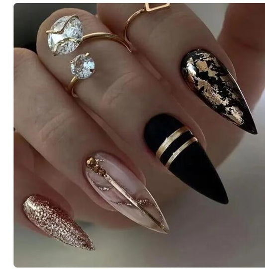 Glittery Harajuku Style Girl’s Manicure Wearable Nails