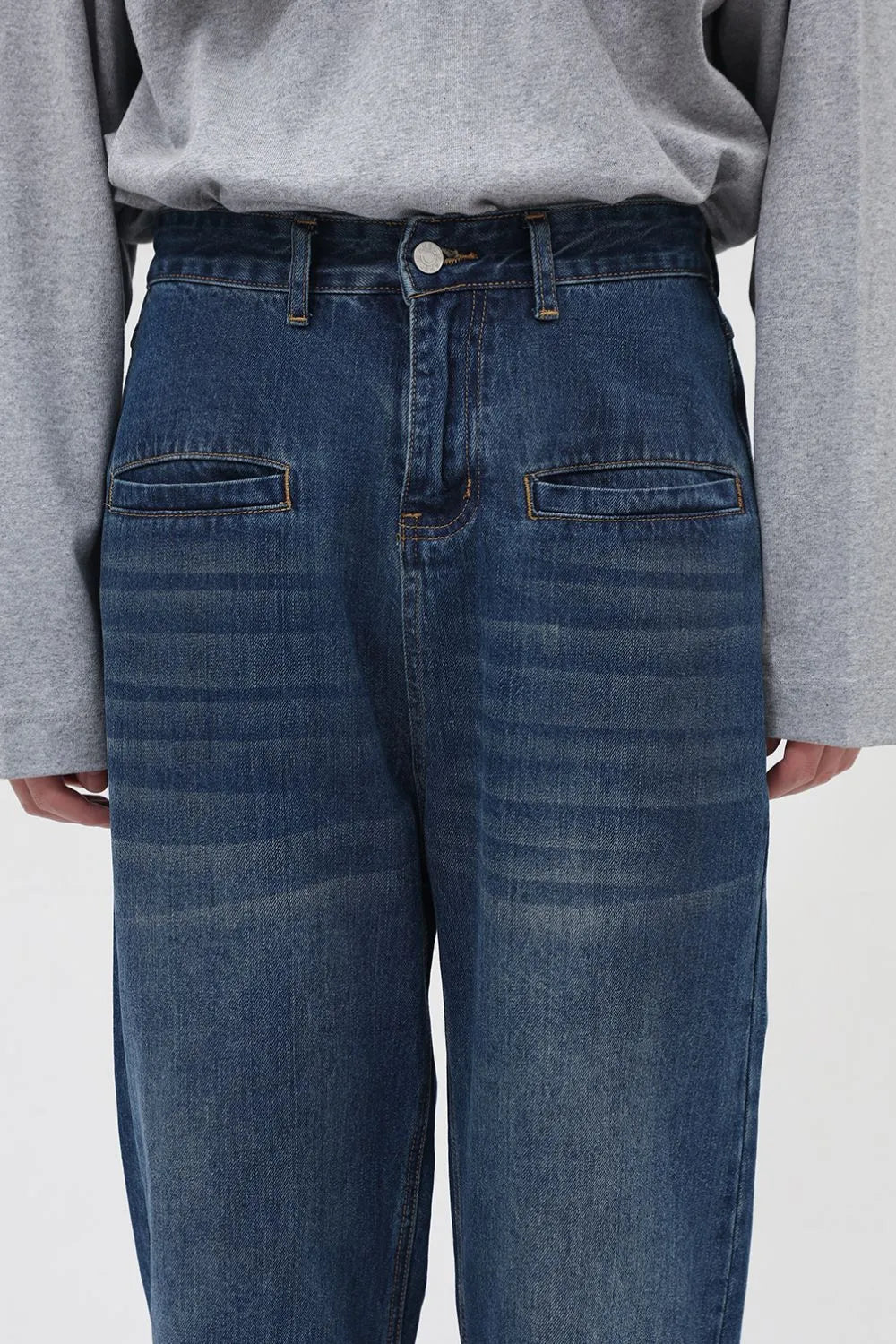 Playful Front Pockets Baggy Jeans