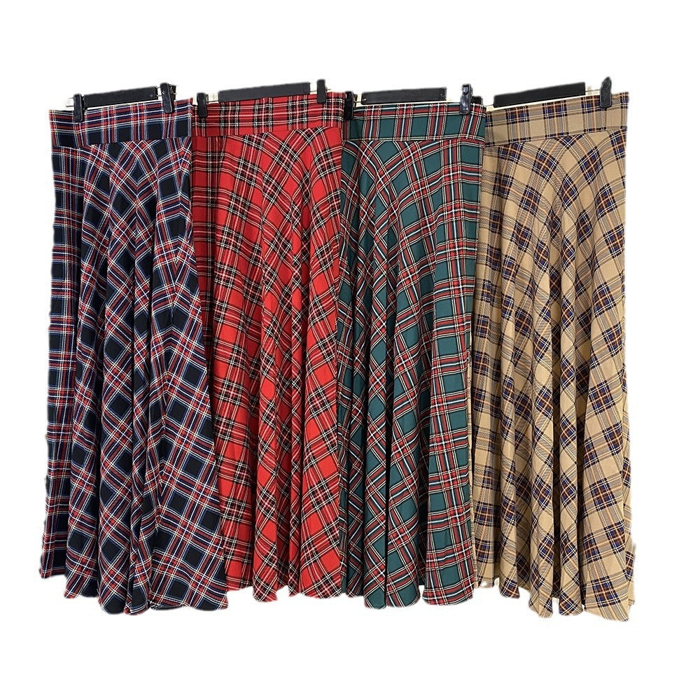 Playful Scottish Plaid Midi Skirt for Harajuku Style