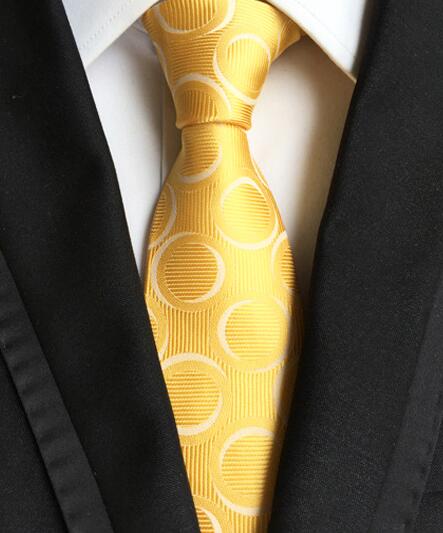 Classic Yellow & Navy Blue Striped Silk Tie