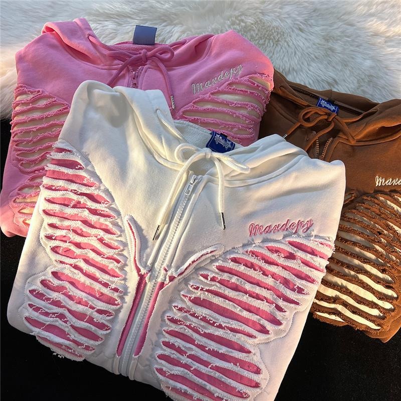 Embroidery Butterfly Cardigan Hoodie - Harajuku Style