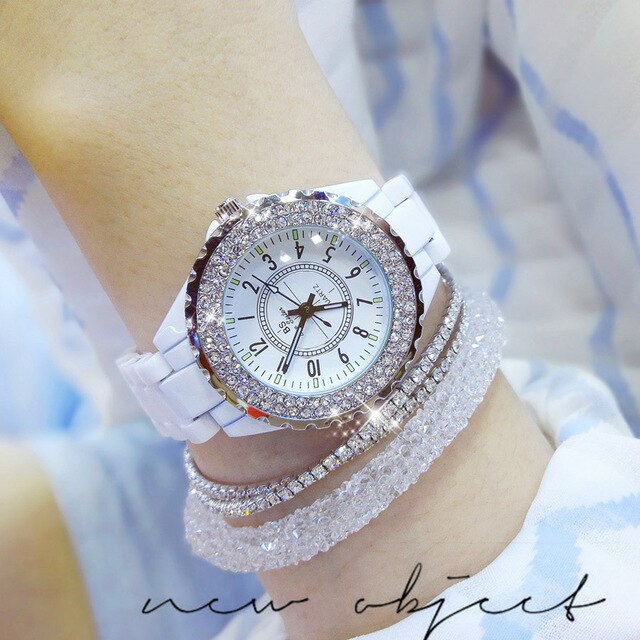 BS Bee Sister White Ceramic Luxury Watch for Women