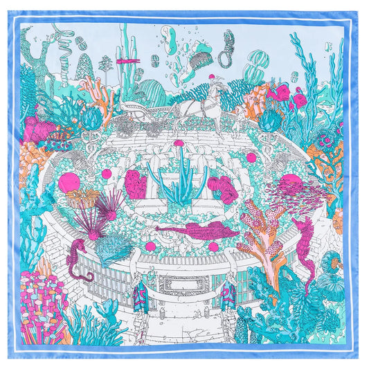 Ocean City Print Silk Scarf - Harajuku Style
