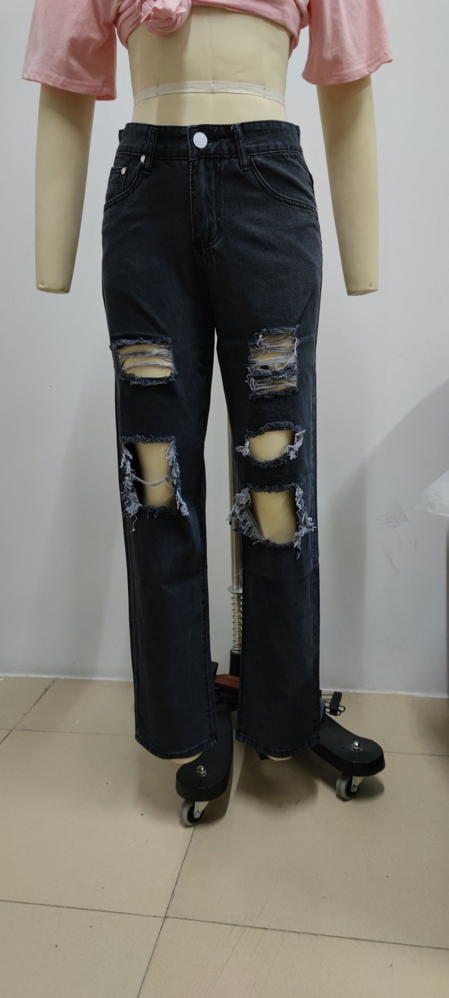 Playful Vintage Ripped High Waist Jeans for Women