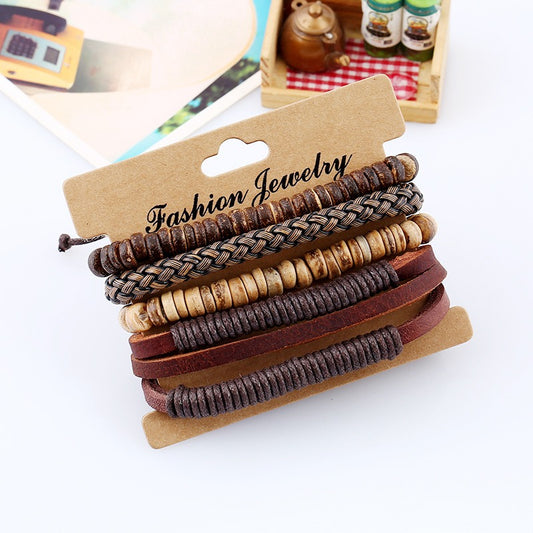 Minimalist Retro Cowhide Bracelet Set