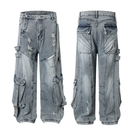 Post-Apocalyptic Vintage Distressed Denim Trousers