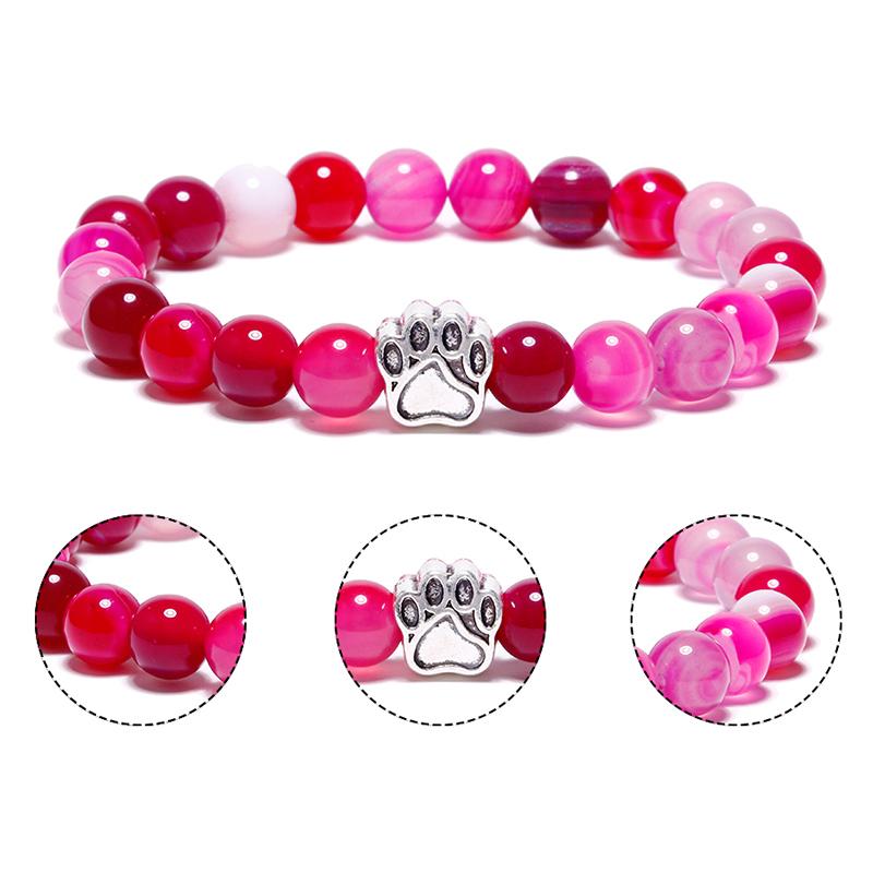 Dog Paw Natural Stone Bead Yoga Bracelet