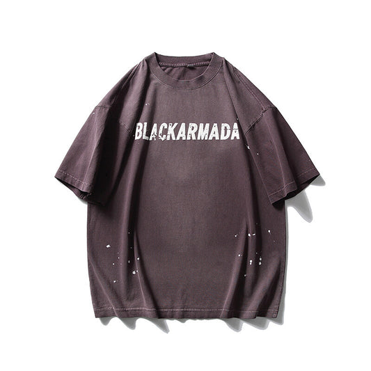 Harajuku Style Vintage Letter Print Loose Fitting T-Shirt