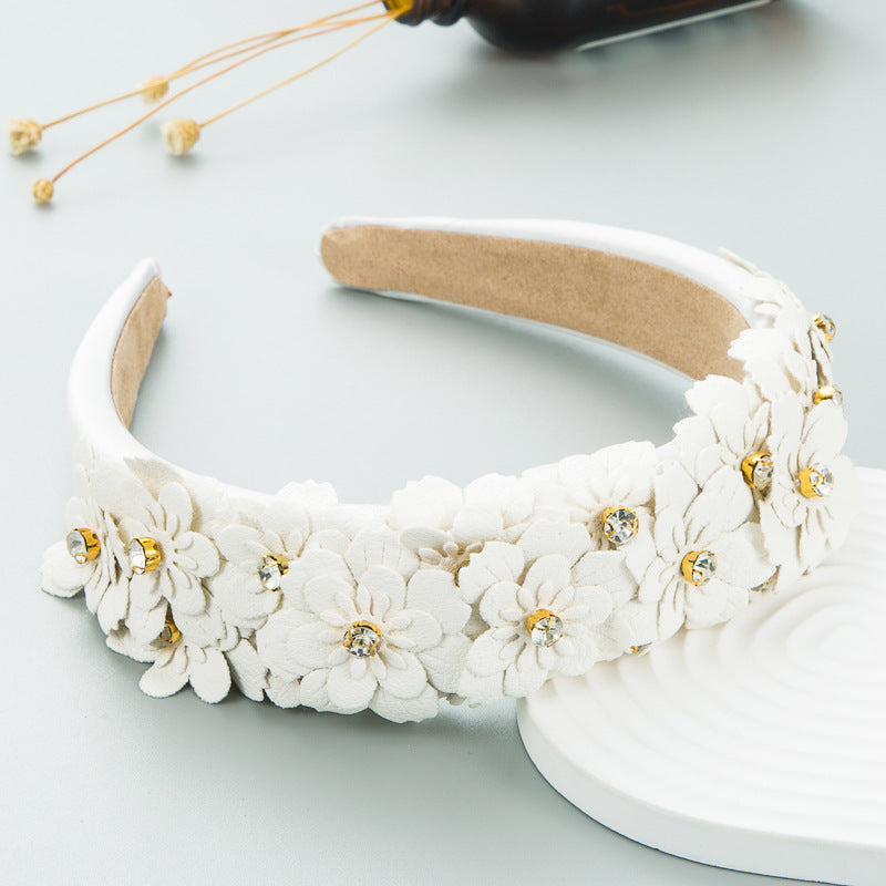 Colorful Floral Headdress Glass Diamond Headband