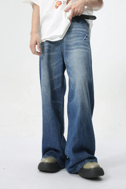 Harajuku Style Wide Leg Men's Jeans with Pockets