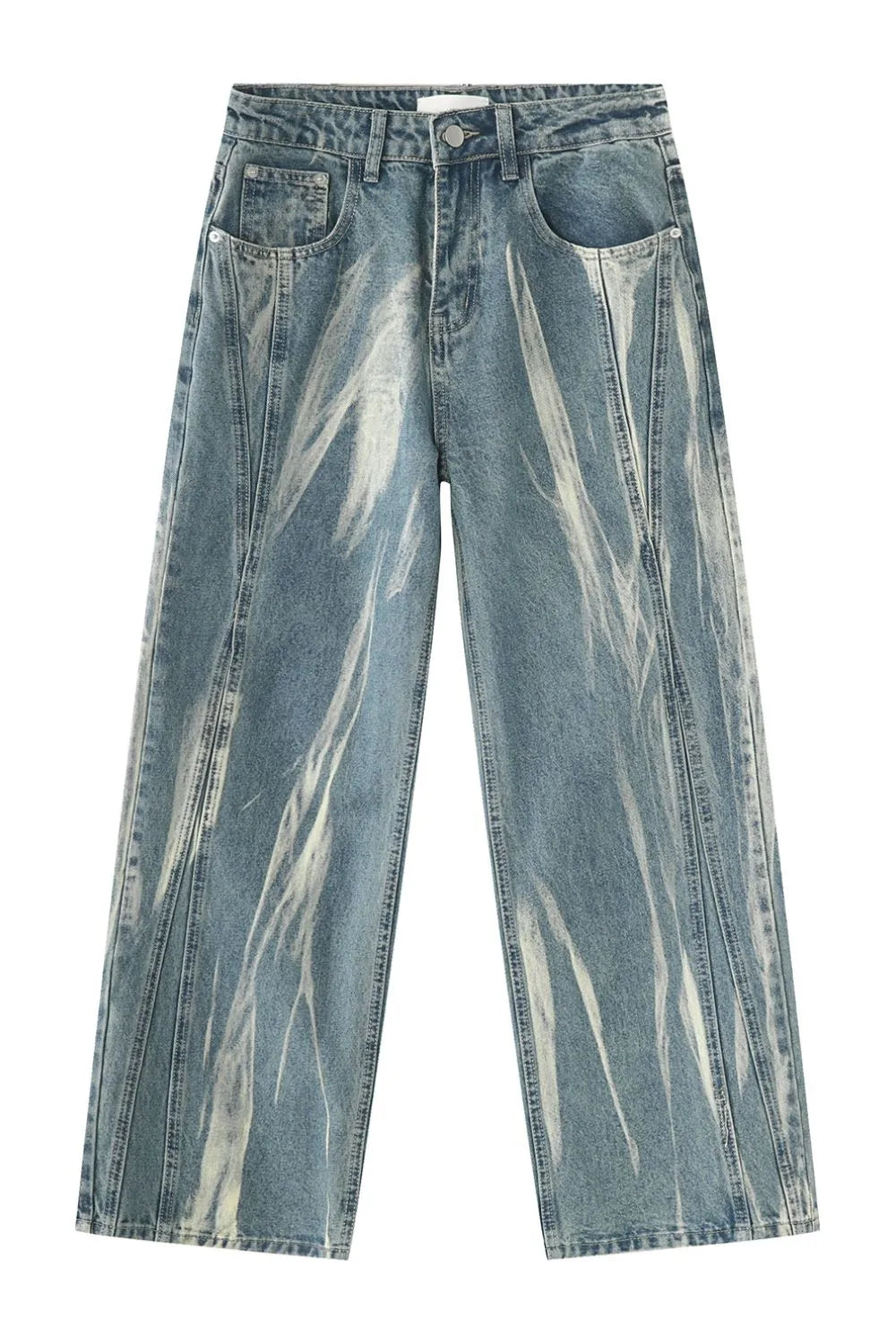 Harajuku Style Playful Wide Leg Men's Jeans with Pockets